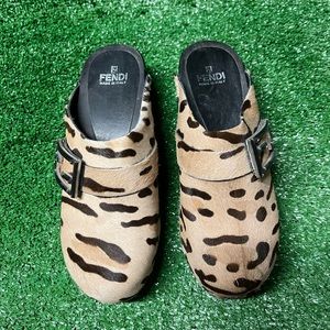 Fendi Pony style calfskin Mules/clogs, slightly worn, size 6 1/2